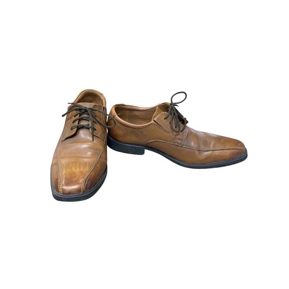 Clarks mens brown leather dress oxfords sz 9.5W SKU 9770